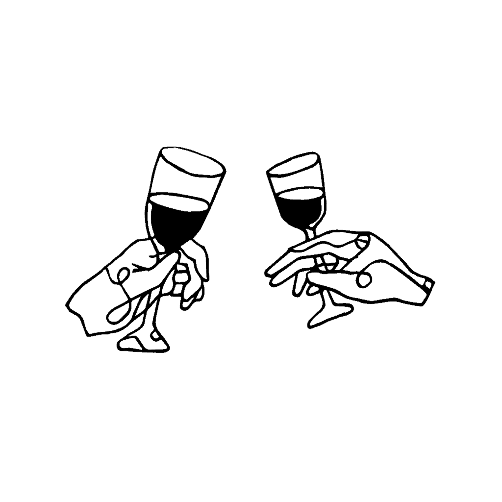 drawing of two hands cheersing.