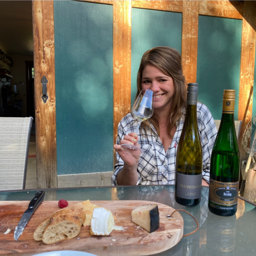 Lisa with a glass of Riesling